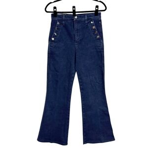 Joe's The Molly Jeans, Size 27, High Rise Flare Blue Dark Wash Button Trim NEW